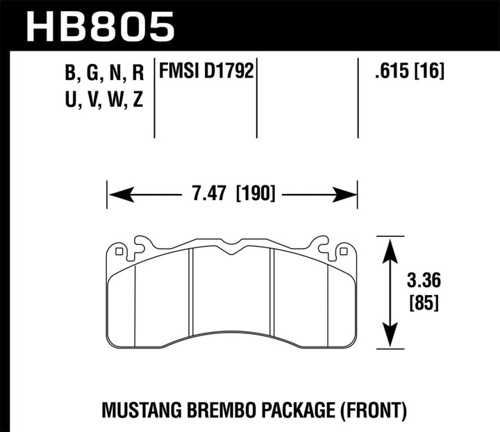 Hawk 15-17 Ford Mustang Brembo Package DTC-70 Front Brake Pads