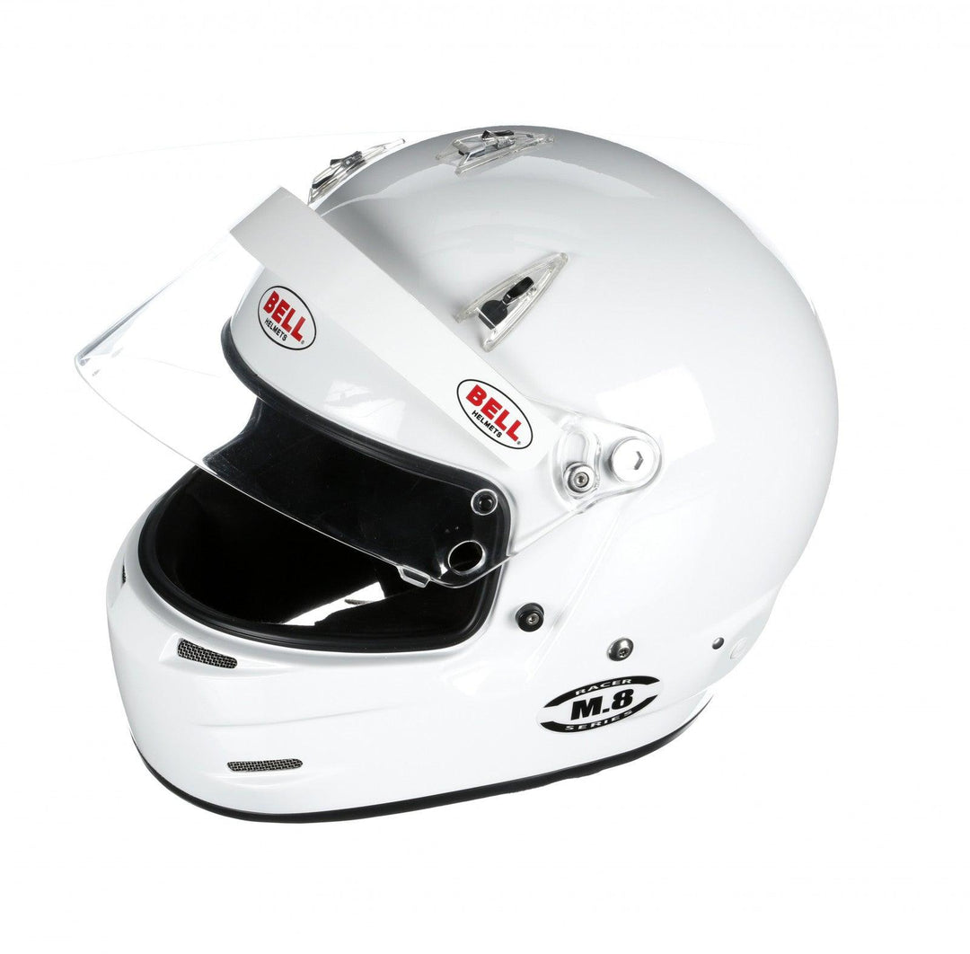 Bell M8 Racing Helmet-White Size Extra Small - Attacking the Clock Racing