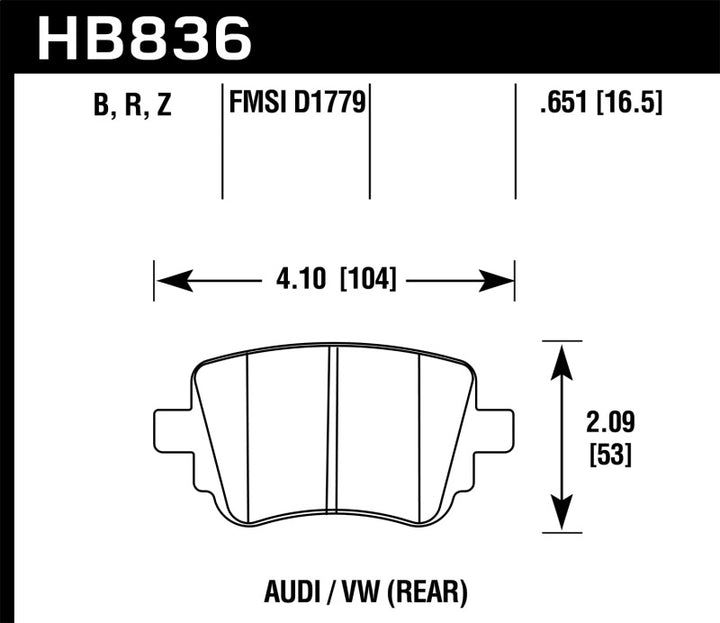 Hawk 15-17 Volkswagen Golf / 15-16 Volkswagen Golf GTI HPS 5.0 Rear Brake Pads