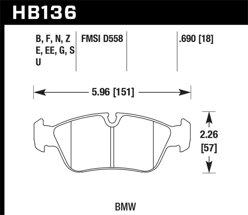 Hawk HP+ Street Brake Pads BMW 318i 325i Z3