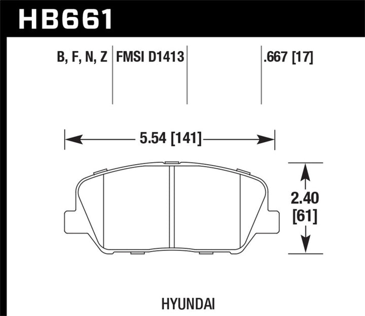 Hawk 10 Hyundai Genesis Coupe (w/o Brembo Breaks) HPS Street Front Brake Pads