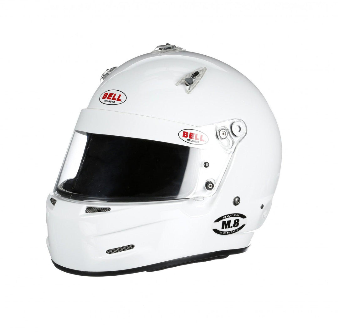 Bell M8 Racing Helmet-White Size 2X Extra Small - Attacking the Clock Racing