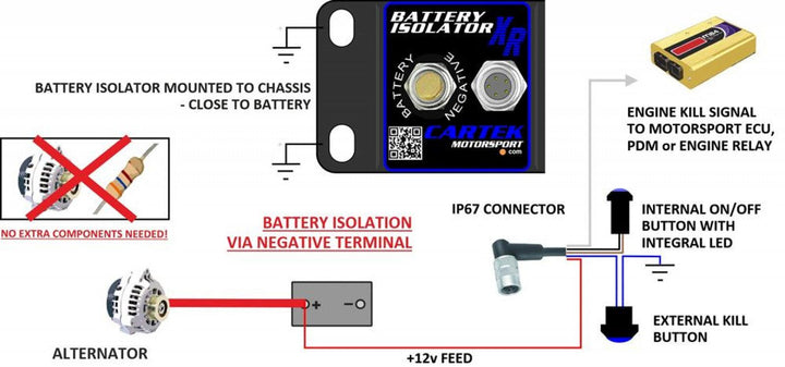 Cartek XR Battery Isolator Kit with Blue Buttons - Attacking the Clock Racing