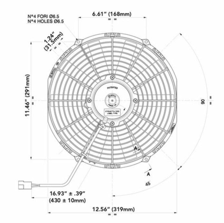 SPAL 12" Inch Electric Fan Puller Style Low Profile 861 CFM 10 Straight Style Blades - Attacking the Clock Racing