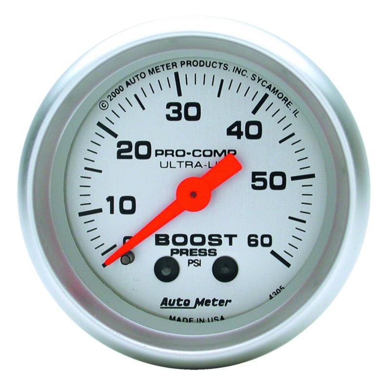 Autometer Ultra-Lite 52mm 60 PSI Mechanical Boost Gauge - Attacking the Clock Racing