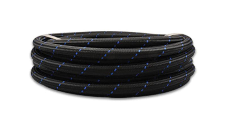 Vibrant -10 AN Two-Tone Black/Blue Nylon Braided Flex Hose (5 foot roll) - Attacking the Clock Racing