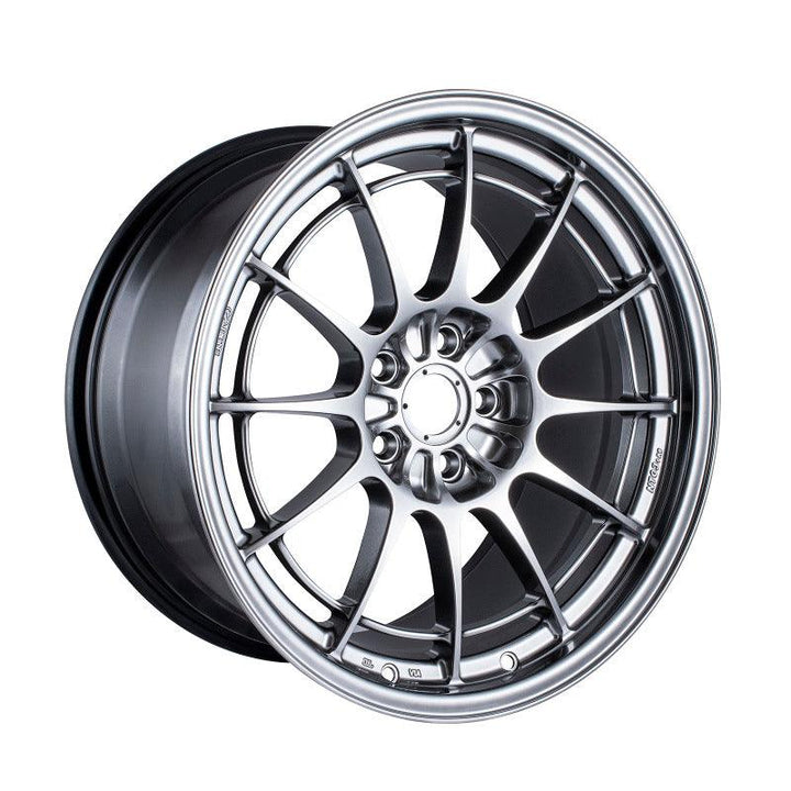 Enkei NT03+M 18x9.5 5x108 40mm Offset 72.6mm Bore Hyper Silver Wheel - Attacking the Clock Racing