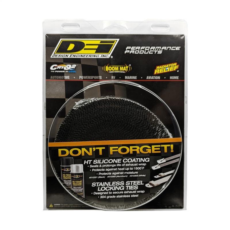 DEI Exhaust Wrap 2in x 50ft - Titanium - Black - Attacking the Clock Racing