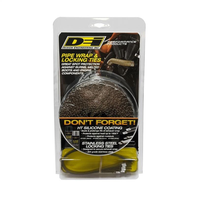 DEI Exhaust Wrap Kit - Pipe Wrap and Locking Tie - Titanium - Attacking the Clock Racing