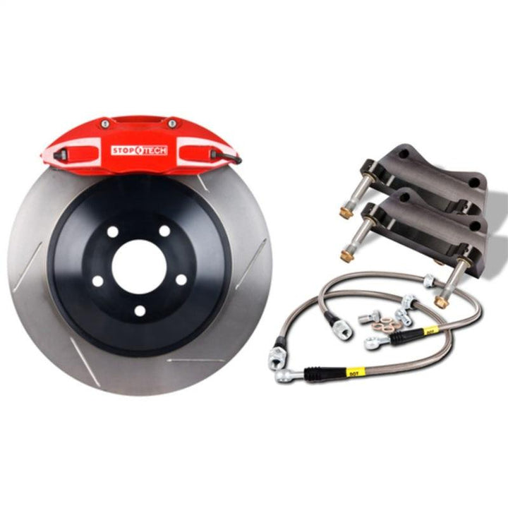 StopTech 05-10 Ford Mustang ST-40 355x32mm Red Caliper Drilled Rotors Front Big Brake Kit - Attacking the Clock Racing