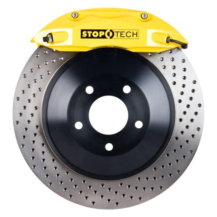 StopTech 05-10 Ford Mustang ST-40 355x32mm Yellow Caliper Drilled Rotors Front Big Brake Kit - Attacking the Clock Racing