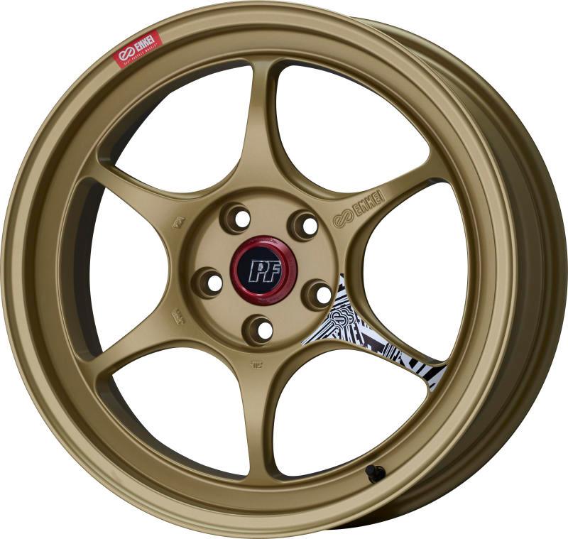 Enkei PF06 18x10in 5x114.3 BP 38mm Offset 75mm Bore Gold Wheel - Attacking the Clock Racing