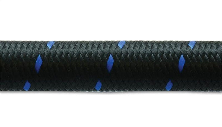 Vibrant -6 AN Two-Tone Black/Blue Nylon Braided Flex Hose (20 foot roll) - Attacking the Clock Racing