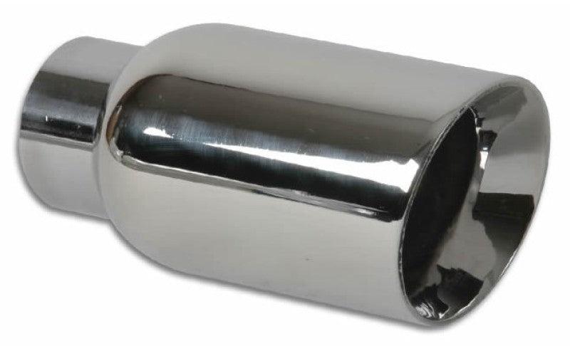 Vibrant 2.5in ID Single 4in OD Round SS Exhaust Tip (Double Wall Angle Cut) - Attacking the Clock Racing