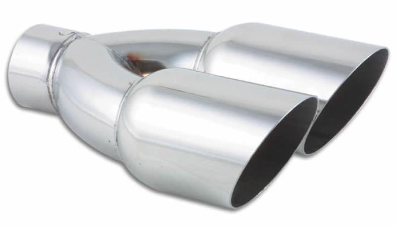 Vibrant Dual 3.5in Round SS Exhaust Tip (Single Wall Angle Cut) - Attacking the Clock Racing