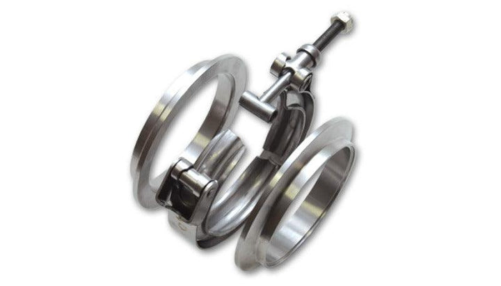 Vibrant T304 SS V-Band Flange Assembly for 2.5in O.D. Tubing incl 2 V-Band flanges & 1 V-Band Clamp - Attacking the Clock Racing