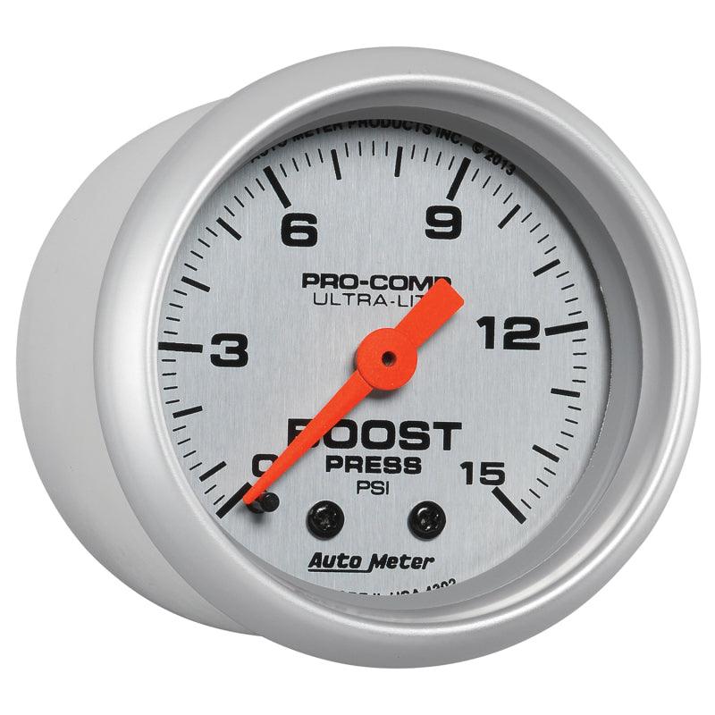 Autometer Ultra-Lite 52mm 0-15 PSI Mechanical Boost Gauge - Attacking the Clock Racing