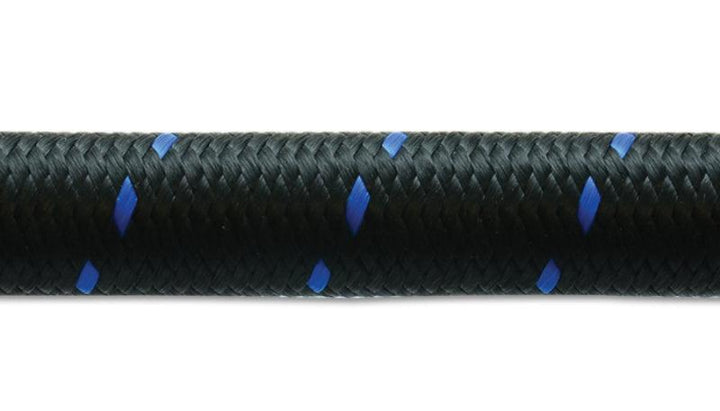 Vibrant -6 AN Two-Tone Black/Blue Nylon Braided Flex Hose (20 foot roll) - Attacking the Clock Racing