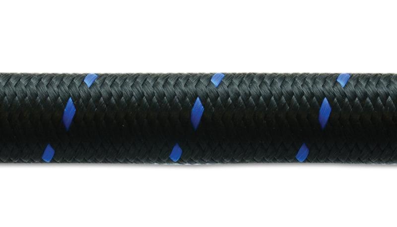 Vibrant -6 AN Two-Tone Black/Blue Nylon Braided Flex Hose (10 foot roll) - Attacking the Clock Racing