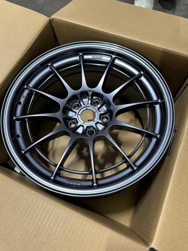 Enkei NT03+M 18x9.5 5x114.3 27mm Offset 72.6mm Bore Gunmetal Wheel - Attacking the Clock Racing