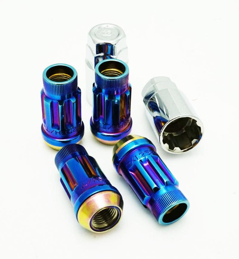 Wheel Mate Muteki SR45R Lug Nut Kit Lock Set 12x1.50 45mm - Burned Blue Neon - Attacking the Clock Racing