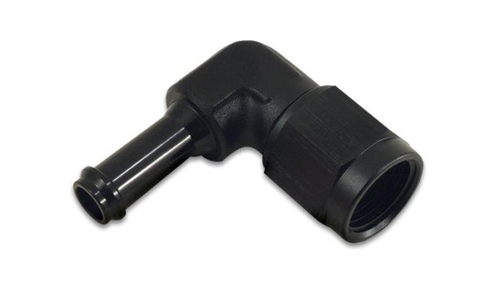 Vibrant Female -6AN to 5/16in Hose Barb 90 Degree Adapter Fitting - Anodized Black - Attacking the Clock Racing