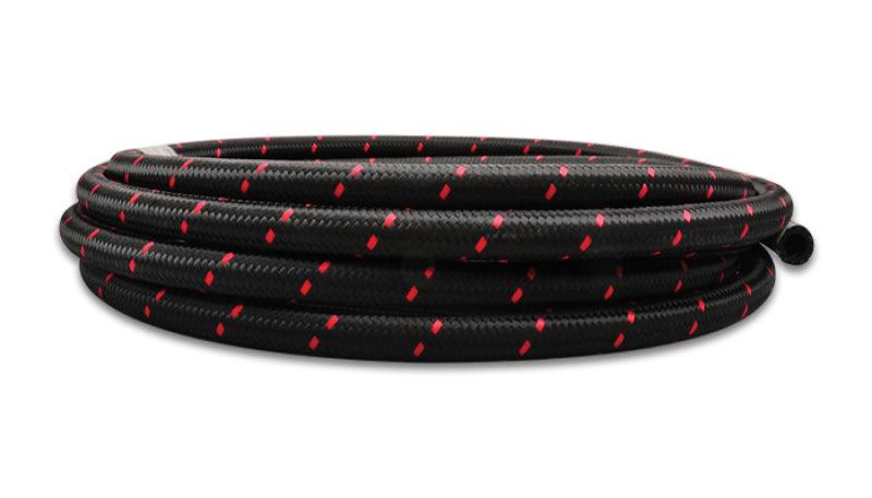 Vibrant -10 AN Two-Tone Black/Red Nylon Braided Flex Hose (20 foot roll) - Attacking the Clock Racing