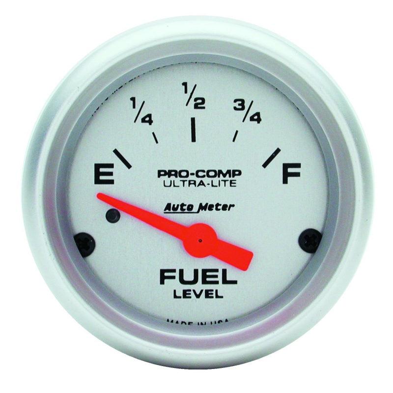 Autometer Ultra-Lite 52mm 0 OHMS Empty/90 OHMS Full Short Sweep Electronic Fuel Level Gauge - Attacking the Clock Racing