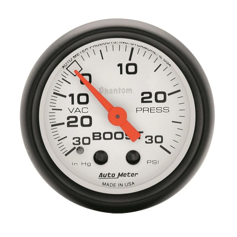 Autometer Phantom 52mm 30 PSI Mechanical Boost Gauge - Attacking the Clock Racing