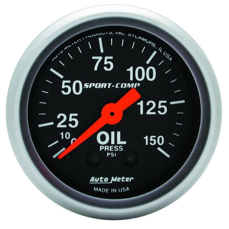 Autometer Sport Comp 52mm Mechanical 0-150 PSI Oil Pressure Gauge - Attacking the Clock Racing