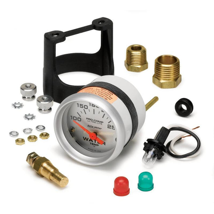 Autometer Ultra-Lite 52mm 100-250 Deg F Short Sweep ElectricWater Temp Gauge - Attacking the Clock Racing