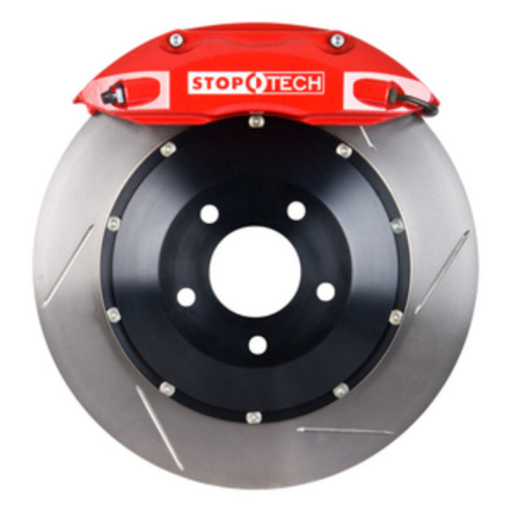 StopTech 08-10 Porsche Cayman S BBK Rear ST-40 Red Calipers 332x32 Slotted Rotors