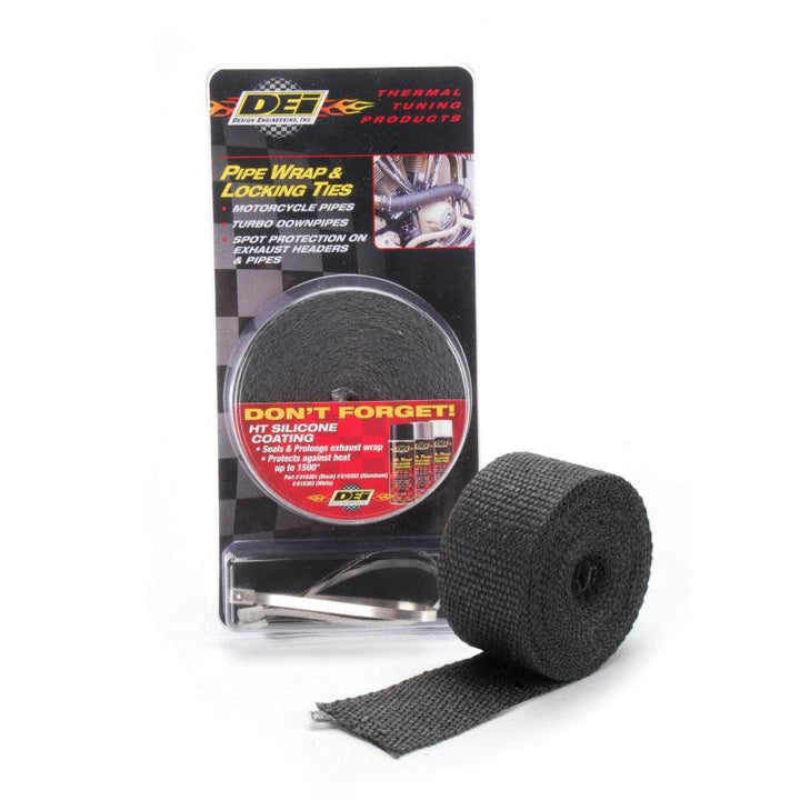 DEI Exhaust Wrap Kit - Pipe Wrap and Locking Tie - Black - Attacking the Clock Racing