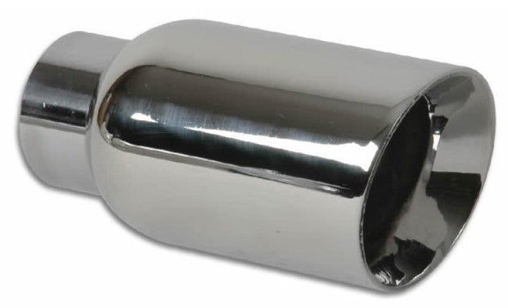 Vibrant 4in OD Round SS Exhaust Tip (Double Wall Angle Cut Beveled Outlet) 3in. ID Inlet - Attacking the Clock Racing