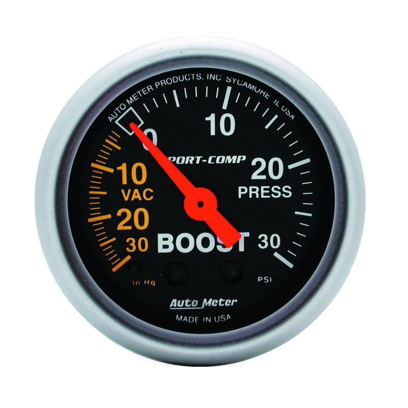 Autometer Sport-Comp 52mm 30 PSI Mechanical Boost Gauge - Attacking the Clock Racing