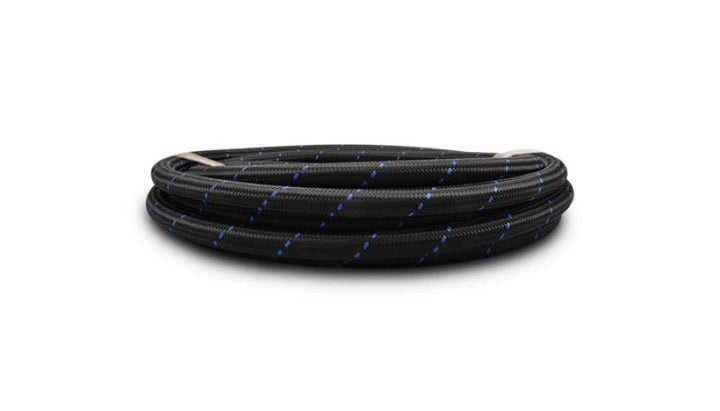 Vibrant -4 AN Two-Tone Black/Blue Nylon Braided Flex Hose (10 foot roll) - Attacking the Clock Racing