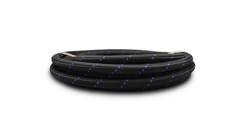 Vibrant -10 AN Two-Tone Black/Blue Nylon Braided Flex Hose (10 foot roll) - Attacking the Clock Racing