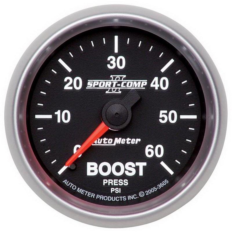 Autometer Sport-Comp II Mechanical 52mm 0-60 PSI Mechanical Boost Gauge - Attacking the Clock Racing