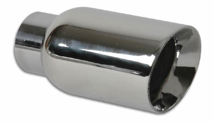 Vibrant 4in OD Round SS Exhaust Tip (Double Wall Angle Cut Beveled Outlet) 3in. ID Inlet - Attacking the Clock Racing