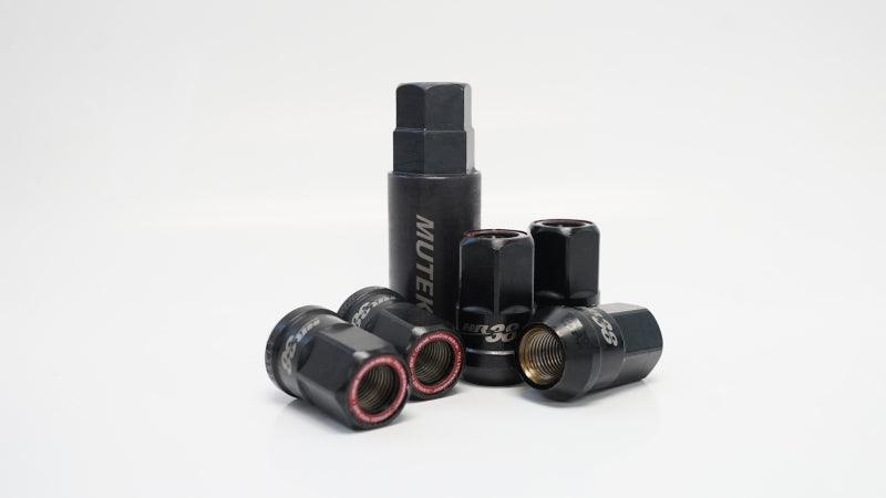 Wheel Mate Muteki HR38 Open End Lug Nuts 12x1.50 Black Chrome / Red Ring - Attacking the Clock Racing