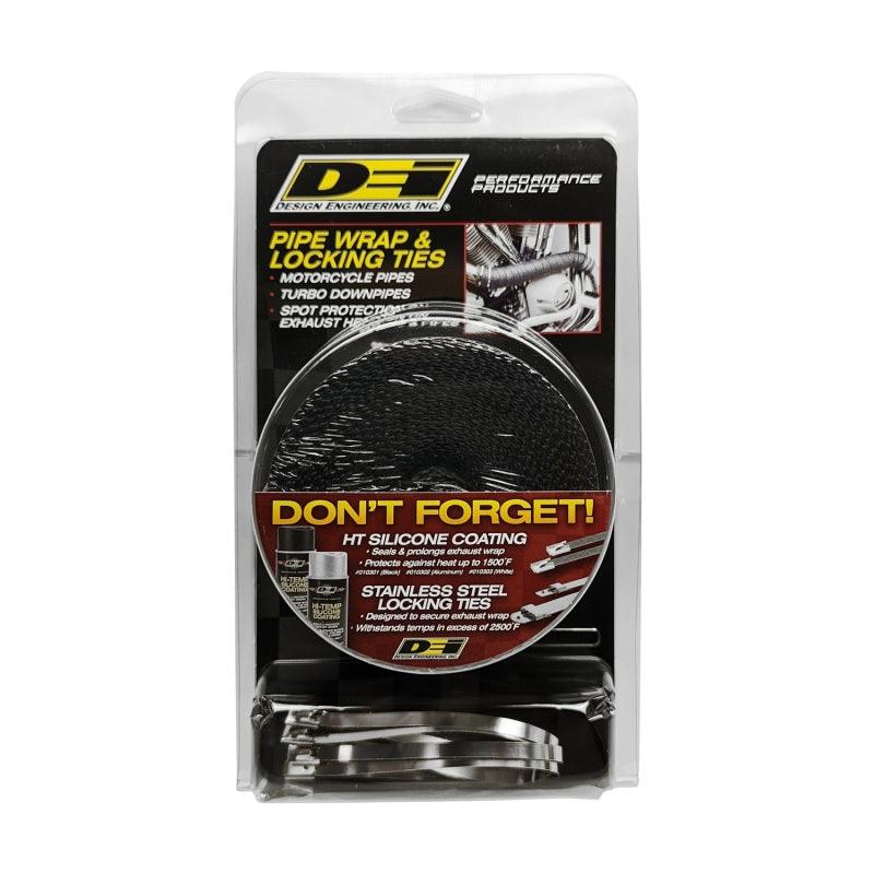 DEI Exhaust Wrap Kit - Pipe Wrap and Locking Tie - Black - Attacking the Clock Racing