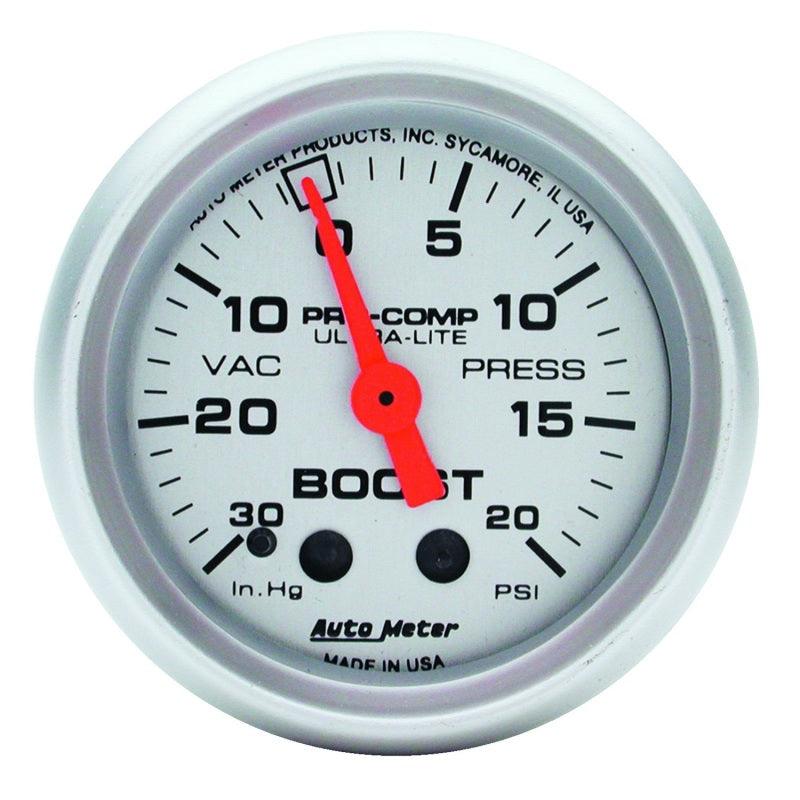 Autometer Ultra-Lite 52mm 20 PSI Mechanical Boost Gauge - Attacking the Clock Racing